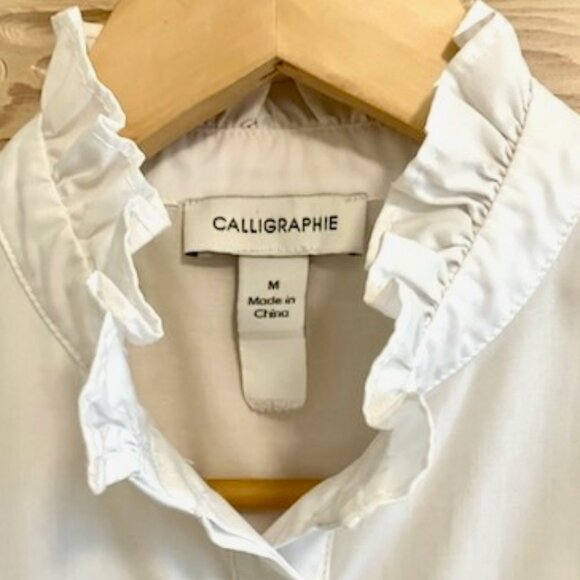 Anthropologie Ruffled Romantic Blouse Puffy Sleeve Victorian Boho Embroidered - Picture 5 of 6